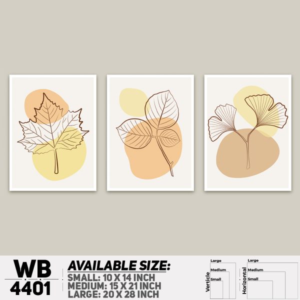 DDecorator Leaf With Abstract Art (Set of 3) Wall Canvas Wall Poster Wall Board - 3 Size Available - WB4401 - DDecorator
