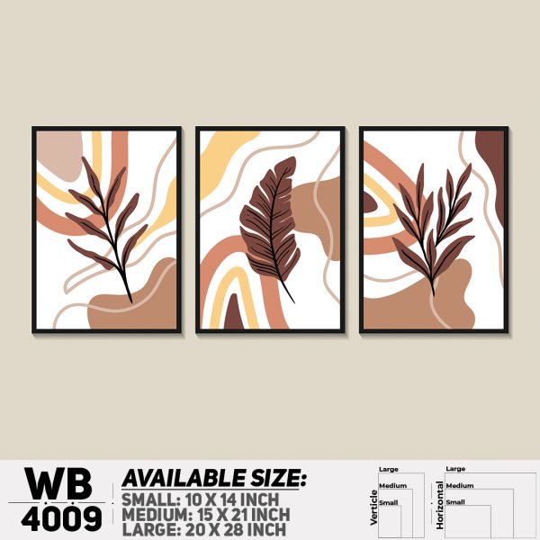 DDecorator Leaf With Abstract Art (Set of 3) Wall Canvas Wall Poster Wall Board - 3 Size Available - WB4009 - DDecorator