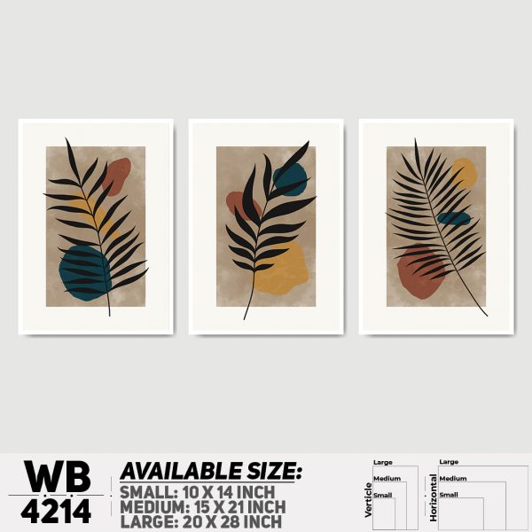 DDecorator Leaf With Abstract Art (Set of 3) Wall Canvas Wall Poster Wall Board - 3 Size Available - WB4214 - DDecorator