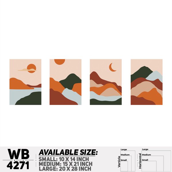 DDecorator Landscape & Horizon Design (Set of 4) Wall Canvas Wall Poster Wall Board - 3 Size Available - WB4271 - DDecorator
