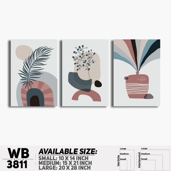DDecorator Flower And Leaf ArtWork (Set of 3) Wall Canvas Wall Poster Wall Board - 3 Size Available - WB3811 - DDecorator