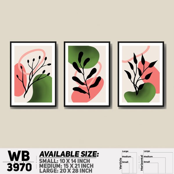 DDecorator Leaf Design Abstract Art (Set of 3) Wall Canvas Wall Poster Wall Board - 3 Size Available - WB3970 - DDecorator