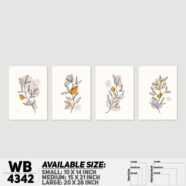 DDecorator Flower & Leaf Abstract Art (Set of 4) Wall Canvas Wall Poster Wall Board - 3 Size Available - WB4342 - DDecorator