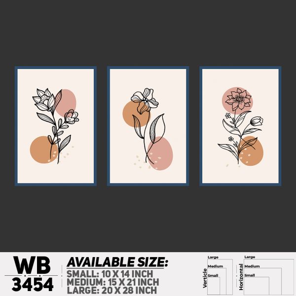 DDecorator Flower And Leaf ArtWork (Set of 3) Wall Canvas Wall Poster Wall Board - 3 Size Available - WB3454 - DDecorator