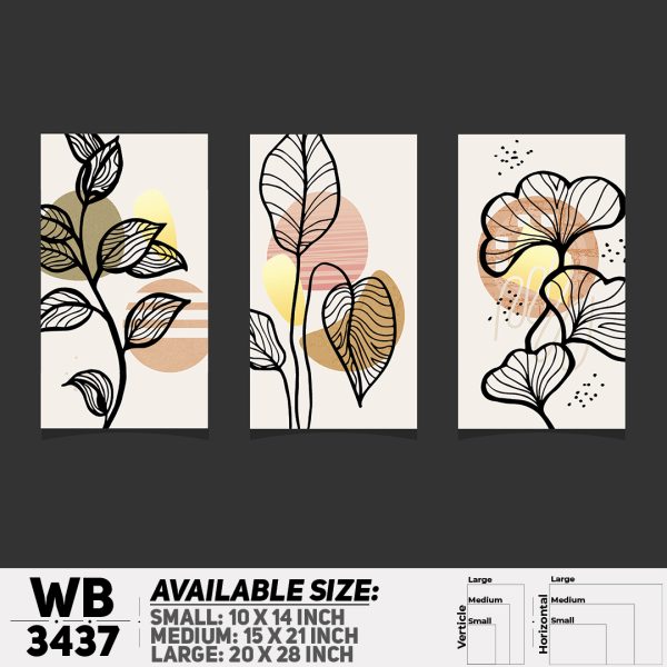 DDecorator Flower And Leaf ArtWork (Set of 3) Wall Canvas Wall Poster Wall Board - 3 Size Available - WB3437 - DDecorator