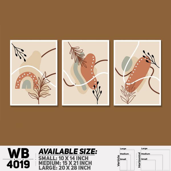 DDecorator Leaf With Abstract Art (Set of 3) Wall Canvas Wall Poster Wall Board - 3 Size Available - WB4019 - DDecorator