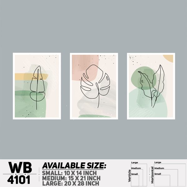 DDecorator Leaf Line Art (Set of 3) Wall Canvas Wall Poster Wall Board - 3 Size Available - WB4101 - DDecorator