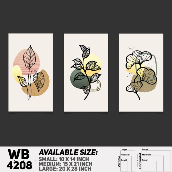 DDecorator Flower & Leaf Line Art (Set of 3) Wall Canvas Wall Poster Wall Board - 3 Size Available - WB4208 - DDecorator