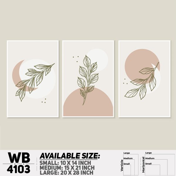 DDecorator Leaf With Abstract Art (Set of 3) Wall Canvas Wall Poster Wall Board - 3 Size Available - WB4103 - DDecorator