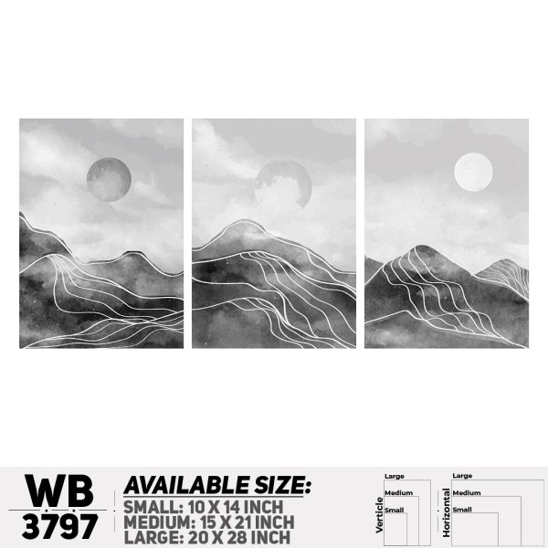 DDecorator Landscape Horizon Art (Set of 3) Wall Canvas Wall Poster Wall Board - 3 Size Available - WB3797 - DDecorator