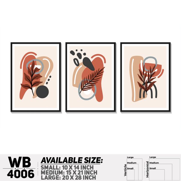 DDecorator Leaf With Abstract Art (Set of 3) Wall Canvas Wall Poster Wall Board - 3 Size Available - WB4006 - DDecorator