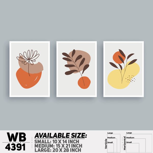 DDecorator Flower & Leaf Abstract Art (Set of 3) Wall Canvas Wall Poster Wall Board - 3 Size Available - WB4391 - DDecorator