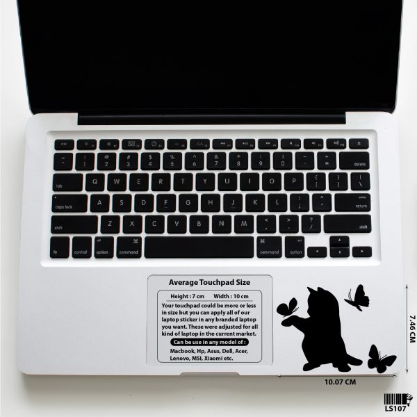 DDecorator Cat & Butterfly Flying Laptop Sticker Vinyl Decal Removable Laptop Stickers For Any Kind of Laptop - LS107 - DDecorator