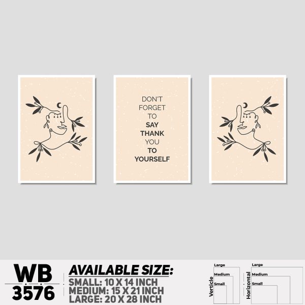 DDecorator Motivational & Line Art (Set of 3) Wall Canvas Wall Poster Wall Board - 3 Size Available - WB3576 - DDecorator
