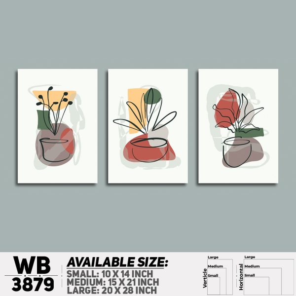 DDecorator Flower And Leaf ArtWork (Set of 3) Wall Canvas Wall Poster Wall Board - 3 Size Available - WB3879 - DDecorator