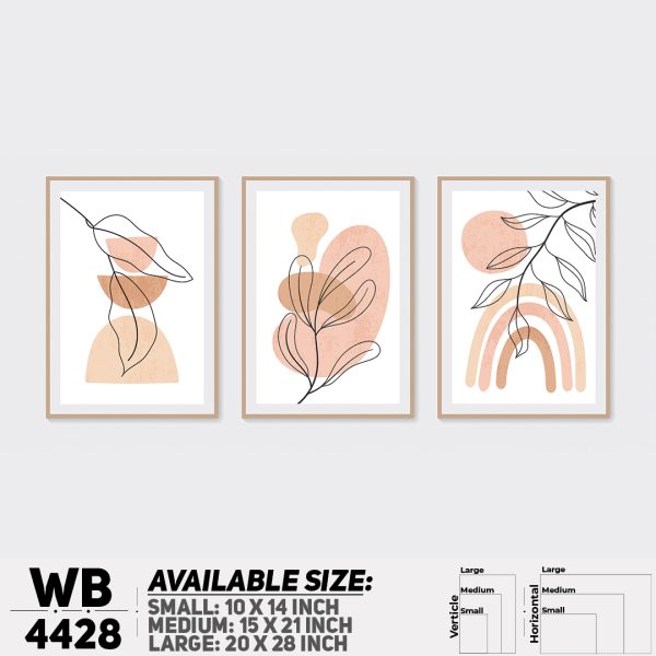 DDecorator Leaf With Abstract Art (Set of 3) Wall Canvas Wall Poster Wall Board - 3 Size Available - WB4428 - DDecorator