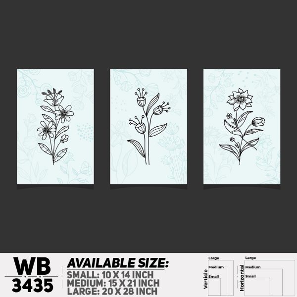 DDecorator Flower And Leaf ArtWork (Set of 3) Wall Canvas Wall Poster Wall Board - 3 Size Available - WB3435 - DDecorator