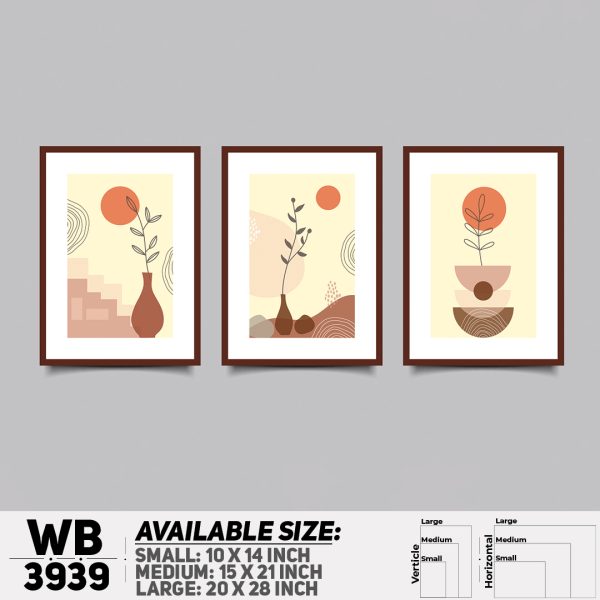 DDecorator Flower And Leaf ArtWork (Set of 3) Wall Canvas Wall Poster Wall Board - 3 Size Available - WB3939 - DDecorator