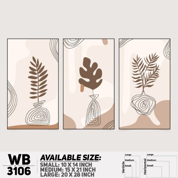 DDecorator Modern Leaf ArtWork (Set of 3) Wall Canvas Wall Poster Wall Board - 3 Size Available - WB3106 - DDecorator