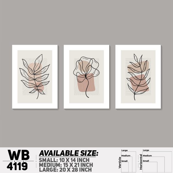 DDecorator Flower & Leaf Abstract Art (Set of 3) Wall Canvas Wall Poster Wall Board - 3 Size Available - WB4119 - DDecorator