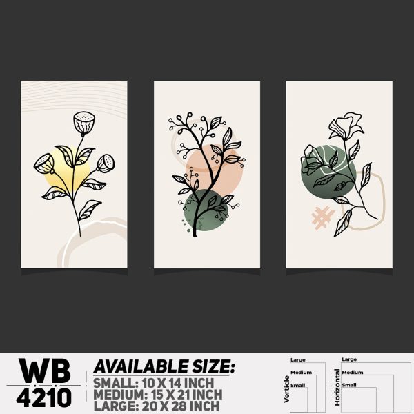 DDecorator Flower & Leaf Line Art (Set of 3) Wall Canvas Wall Poster Wall Board - 3 Size Available - WB4210 - DDecorator