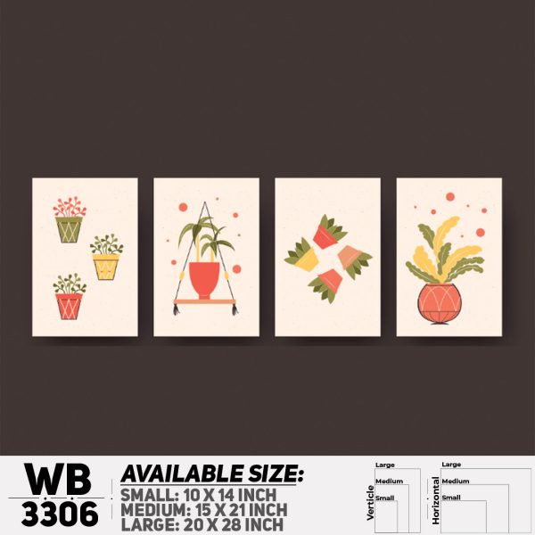 DDecorator Modern Flower ArtWork (Set of 4) Wall Canvas Wall Poster Wall Board - 3 Size Available - WB3306 - DDecorator