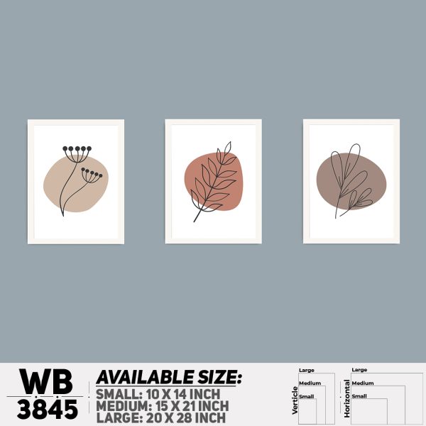 DDecorator Flower And Leaf ArtWork (Set of 3) Wall Canvas Wall Poster Wall Board - 3 Size Available - WB3845 - DDecorator