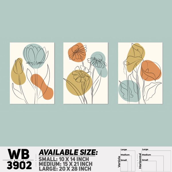 DDecorator Flower And Leaf ArtWork (Set of 3) Wall Canvas Wall Poster Wall Board - 3 Size Available - WB3902 - DDecorator