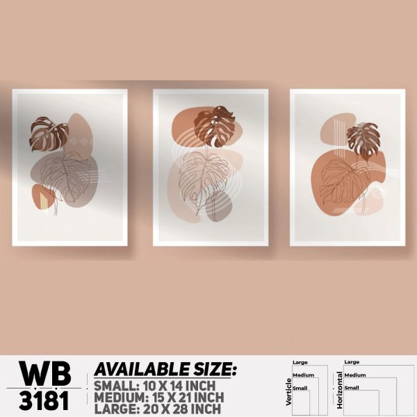 DDecorator Modern Leaf ArtWork (Set of 3) Wall Canvas Wall Poster Wall Board - 3 Size Available - WB3181 - DDecorator