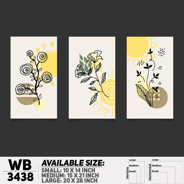 DDecorator Flower And Leaf ArtWork (Set of 3) Wall Canvas Wall Poster Wall Board - 3 Size Available - WB3438 - DDecorator