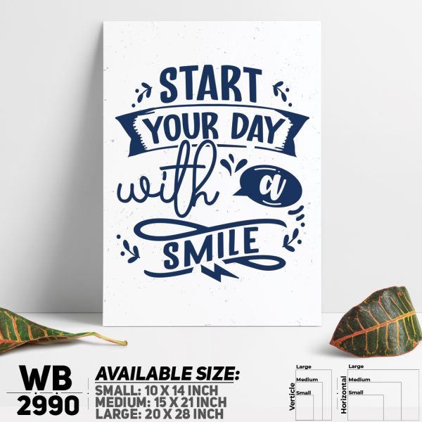 DDecorator Start Your Day With Smile - Motivational Wall Canvas Wall Poster Wall Board - 3 Size Available - WB2990 - DDecorator