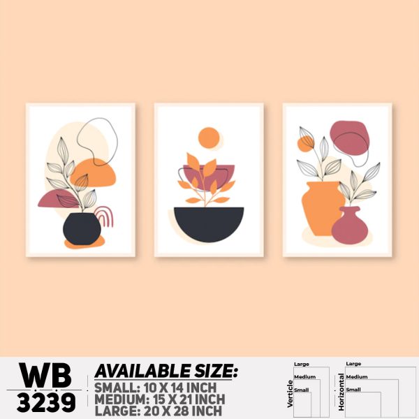 DDecorator Modern Leaf ArtWork (Set of 3) Wall Canvas Wall Poster Wall Board - 3 Size Available - WB3239 - DDecorator