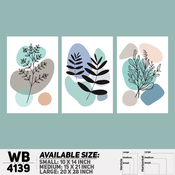 DDecorator Flower & Leaf Abstract Art (Set of 3) Wall Canvas Wall Poster Wall Board - 3 Size Available - WB4139 - DDecorator
