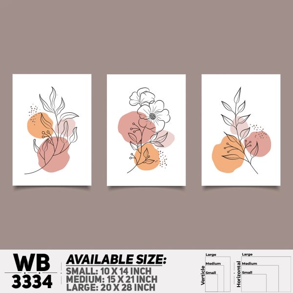 DDecorator Flower And Leaf ArtWork (Set of 3) Wall Canvas Wall Poster Wall Board - 3 Size Available - WB3334 - DDecorator