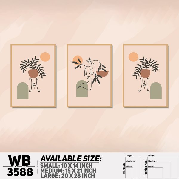 DDecorator Leaf & Line Art ArtWork (Set of 3) Wall Canvas Wall Poster Wall Board - 3 Size Available - WB3588 - DDecorator