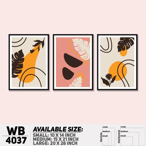 DDecorator Leaf With Abstract Art (Set of 3) Wall Canvas Wall Poster Wall Board - 3 Size Available - WB4037 - DDecorator