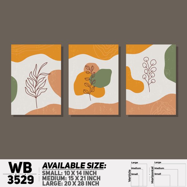 DDecorator Flower And Leaf ArtWork (Set of 3) Wall Canvas Wall Poster Wall Board - 3 Size Available - WB3529 - DDecorator
