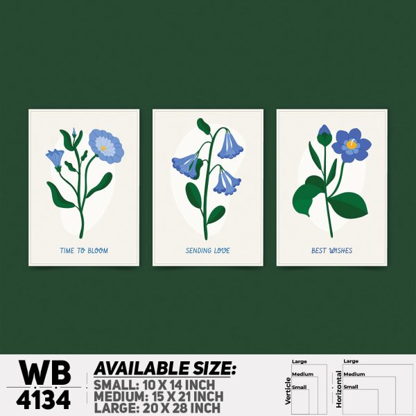 DDecorator Flower & Leaf Abstract Art (Set of 3) Wall Canvas Wall Poster Wall Board - 3 Size Available - WB4134 - DDecorator