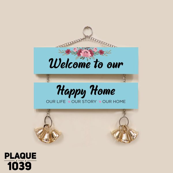 DDecorator Welcome To Our Happy Home Wall Hanging Wall Plaque Wall Decoration Wall Canvas For Wall Home Decoration - PLAQUE1039 - DDecorator