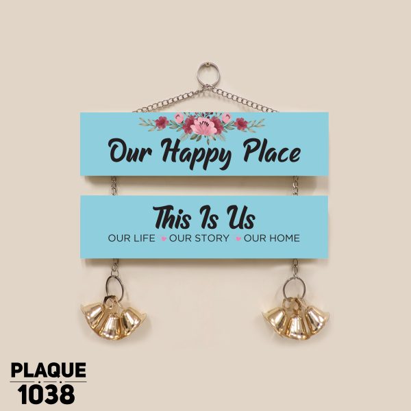 DDecorator Our Happy Place Wall Hanging Wall Plaque Wall Decoration Wall Canvas For Wall Home Decoration - PLAQUE1038 - DDecorator